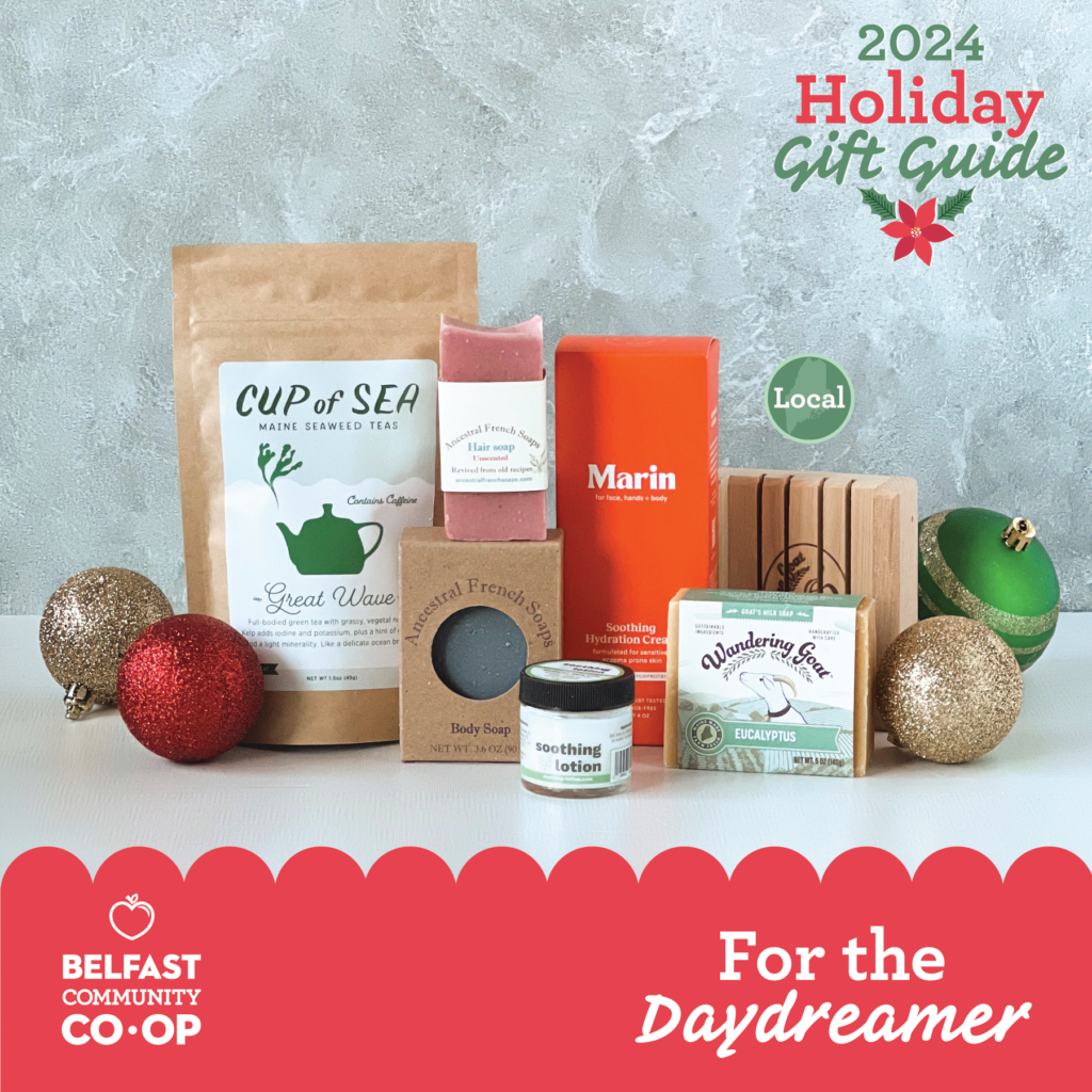 Gifts for the Daydreamer featuring local goods available at the Belfast Community Co-op in Belfast, Maine