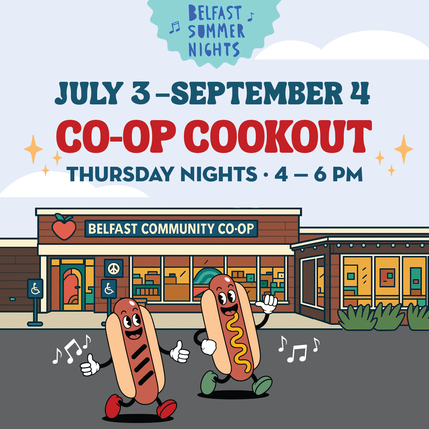 Co-op Cookout Thursday Nights 4-6 pm July 3 - September 4