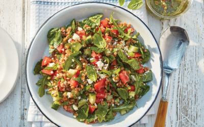 Farro and Veggies with Lemon Basil Dressing