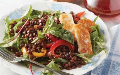 French Lentil and Pepper Salad with Crispy Halloumi